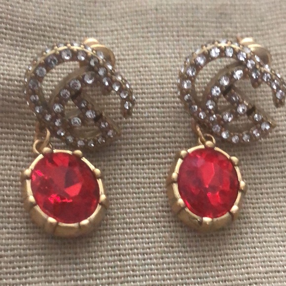 Gucci Double GG Earrings-Red - Picture 5 of 5